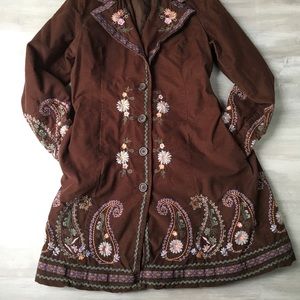 JH Collectibles Embroidered Corduroy Coat